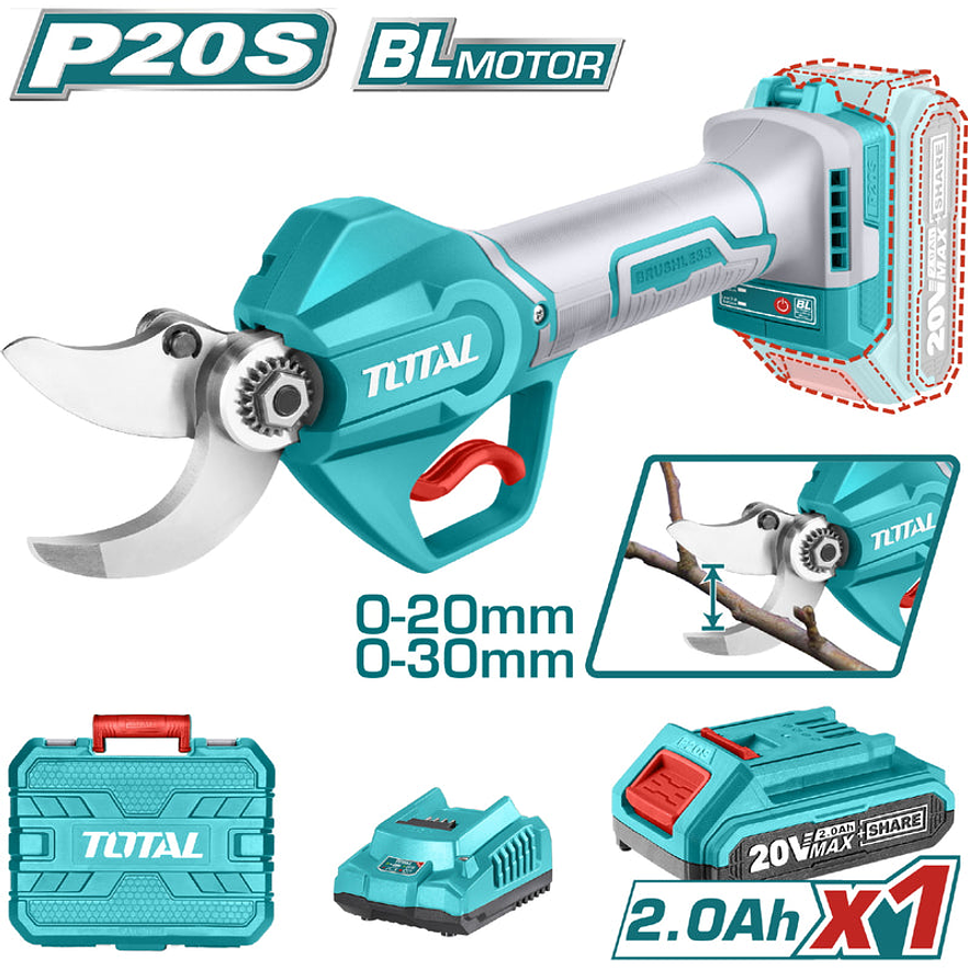 Tijera de pordar inalambrica 20V incluye bateria y cargador, Total UTSSLI203083 - Envío a todo Colombia | aztools.co