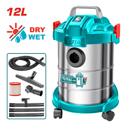 Aspiradora y sopladora para humedo y seco 12L 800W, Incluye accesorios Total UTVC14122 1