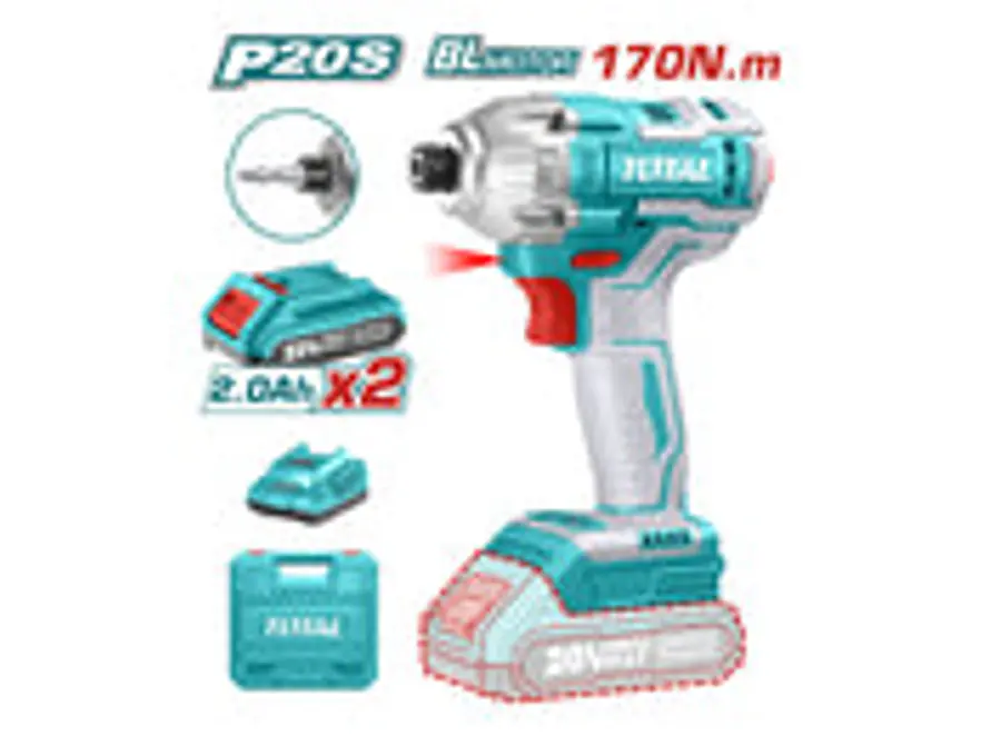 Atornillador de Impacto Inalámbrico 20V TOTAL UTIRLI2017 170Nm Kit Industrial - Foto 2 | aztools.co