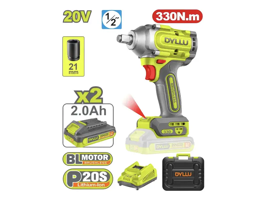 Pistola de Impacto Inalámbrica 1/2 DYLLU UDTCD1B33 20V 330NM - Envío a todo Colombia | aztools.co