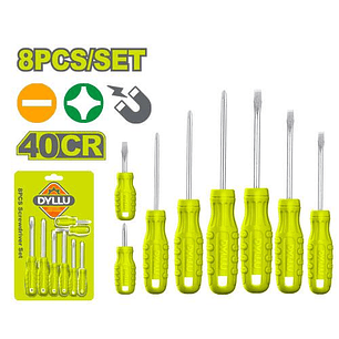 Juego Destornilladores DYLLU DTSS2408 8 Pzs Punta Imantada