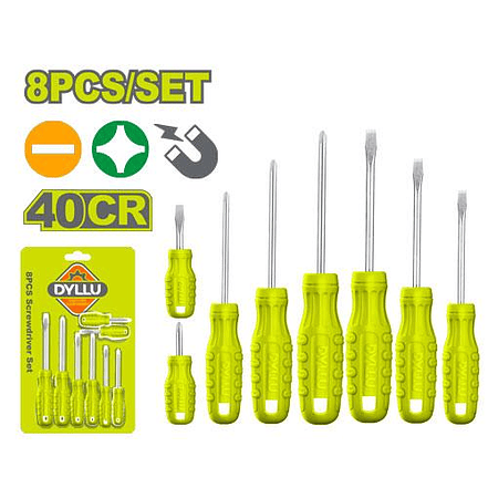Juego Destornilladores DYLLU DTSS2408 8 Pzs Punta Imantada