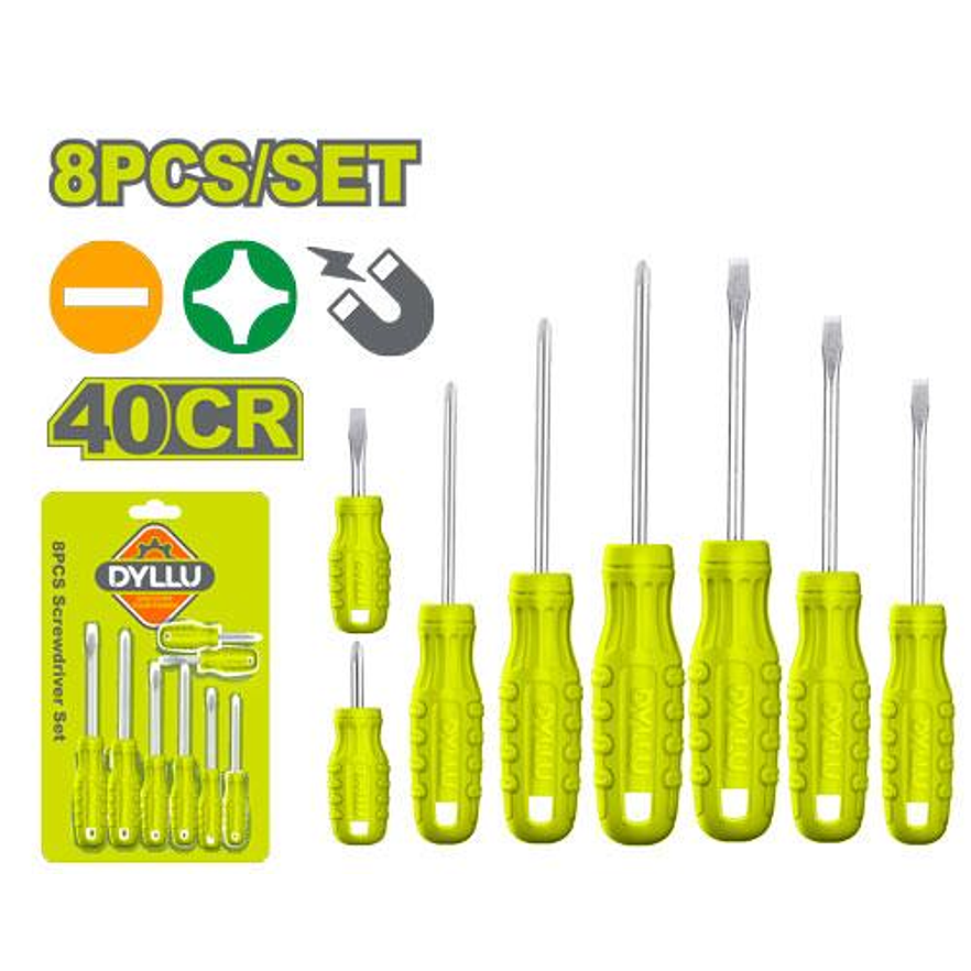 Juego Destornilladores DYLLU DTSS2408 8 Pzs Punta Imantada - Envío a todo Colombia | aztools.co