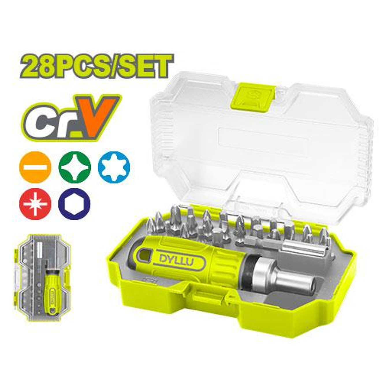 Juego de Destornilladores Puntas Intercambiables DYLLU DTSS8B28 28 Pzs