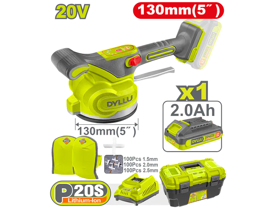 Vibrador de Baldosa Inalámbrico DYLLU DTQX0120 20V Cap 50Kg - Foto 2 | aztools.co