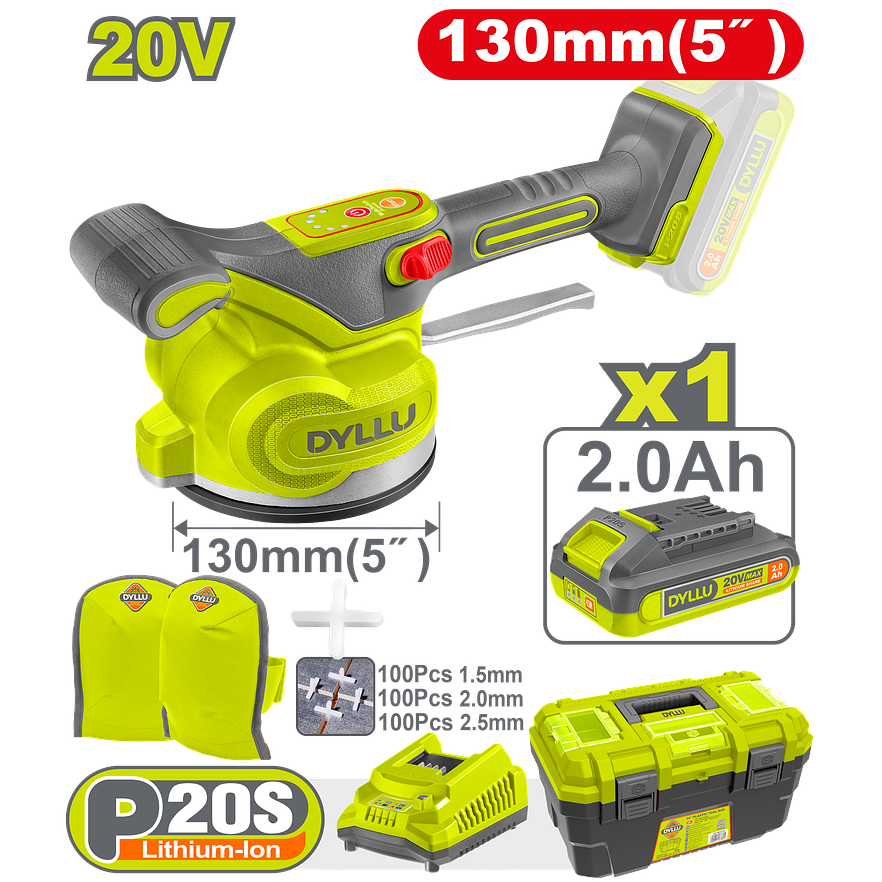 Vibrador de Baldosa Inalámbrico DYLLU DTQX0120 20V Cap 50Kg - Foto 2 | aztools.co