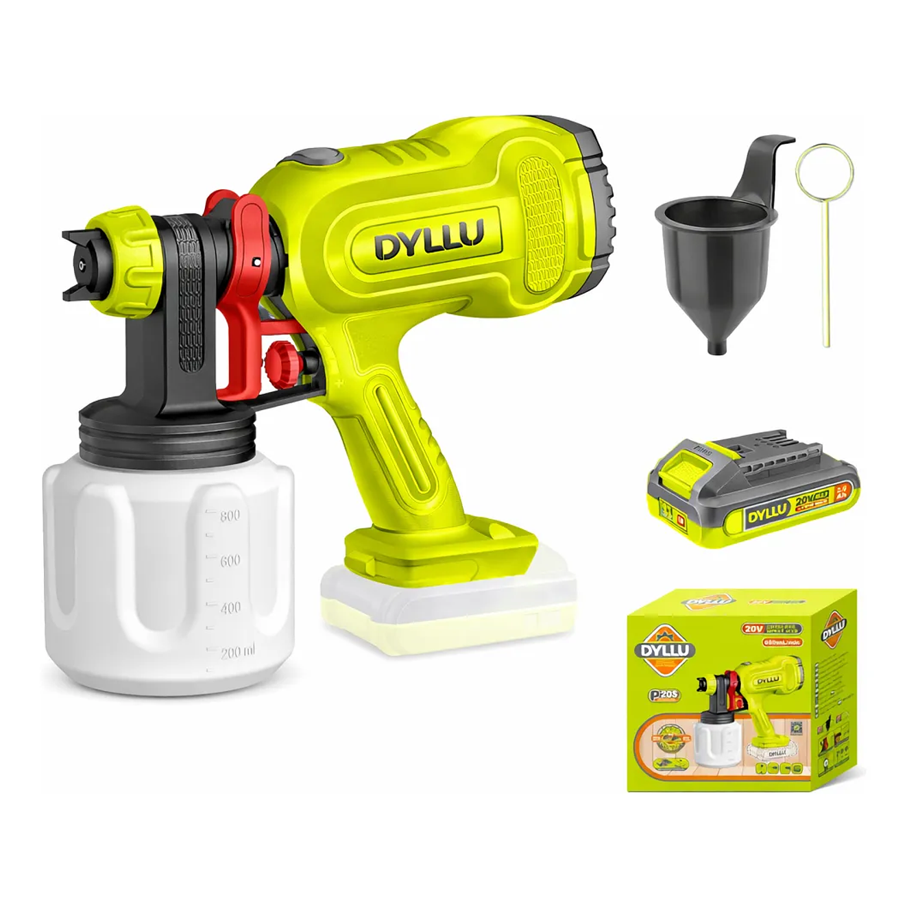 Pistola para Pintar Eléctrica 800ml DYLLU UDTSU30664 20V Inalámbrica