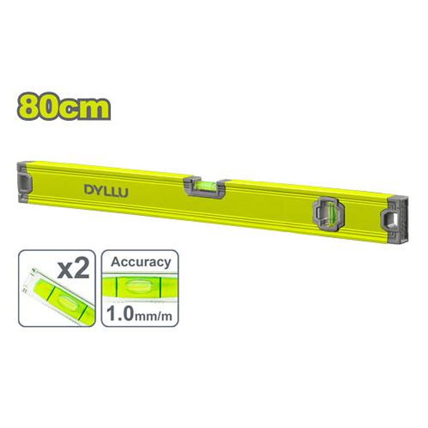 Nivel de Aluminio DYLLU DTSL2G80 Longitud 80cm - Envío a todo Colombia | aztools.co