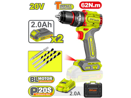 Taladro Inalámbrico Percutor 1/2 DYLLU UDTCDP6281 62NM 20V - Foto 4 | aztools.co