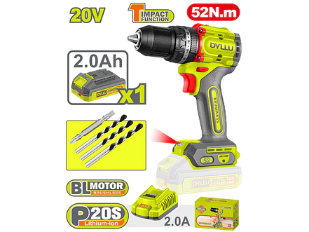 Taladro Inalámbrico Percutor 1/2 DYLLU UDTCDP5282 52NM 20V - Envío a todo Colombia | aztools.co
