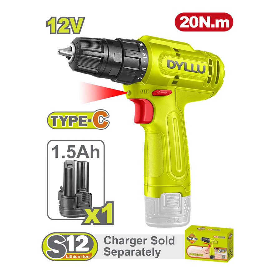 Taladro Inalámbrico 3/8 DYLLU DTCDS518 12V 20NM - Envío a todo Colombia | aztools.co