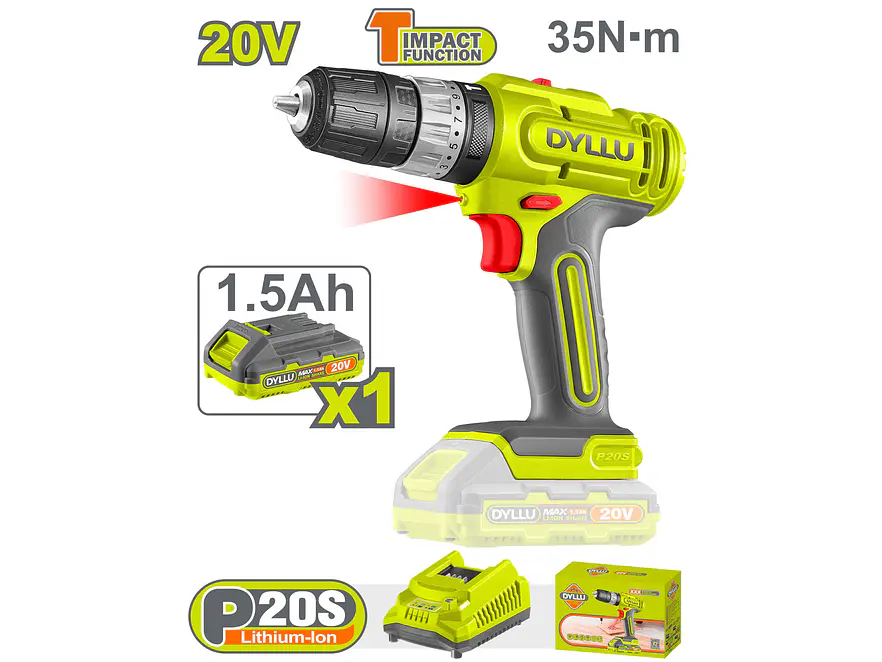 Taladro Inalámbrico DYLLU UDTCDP521 20V 35NM - Envío a todo Colombia | aztools.co