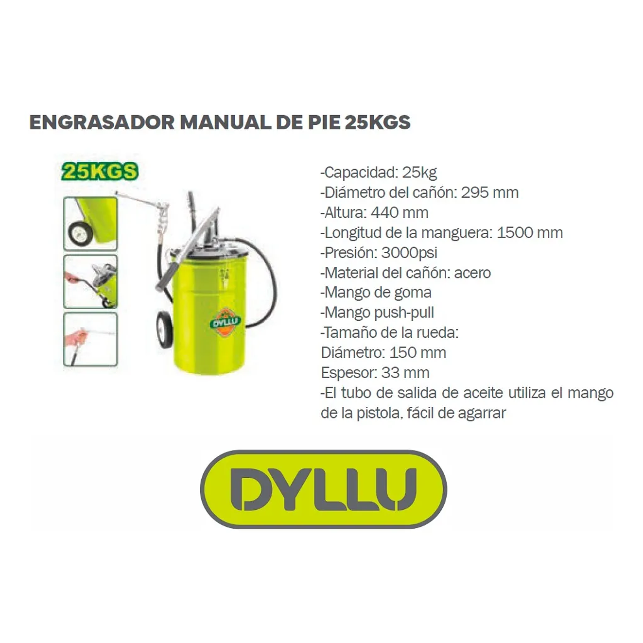Engrasadora Neumática DYLLU DTHY2A25 Capacidad 25L 3