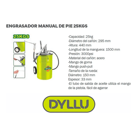 Engrasadora Neumática DYLLU DTHY2A25 Capacidad 25L 3