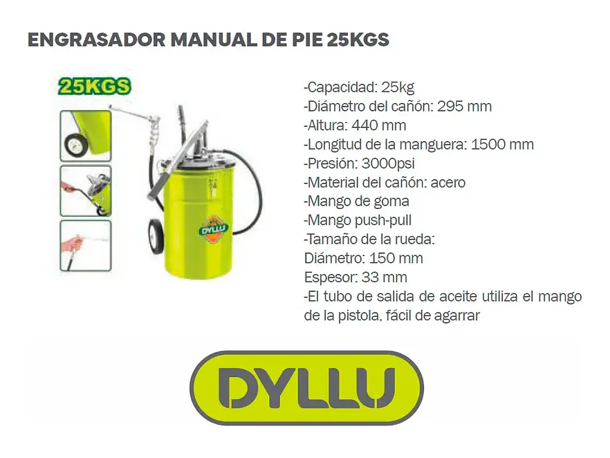 Engrasadora Neumática DYLLU DTHY2A25 Capacidad 25L - Foto 3 | aztools.co