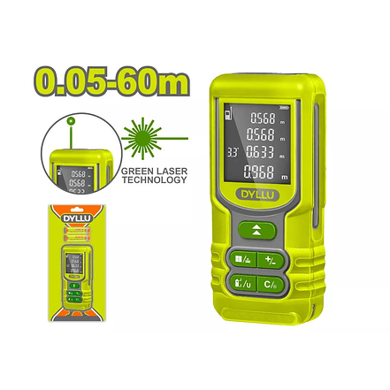 Medidor de Distancia Láser 60m DYLLU DTDL1526 Luz Verde