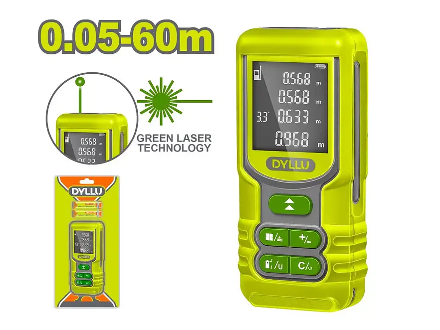 Medidor de Distancia Láser 60m DYLLU DTDL1526 Luz Verde - Envío a todo Colombia | aztools.co