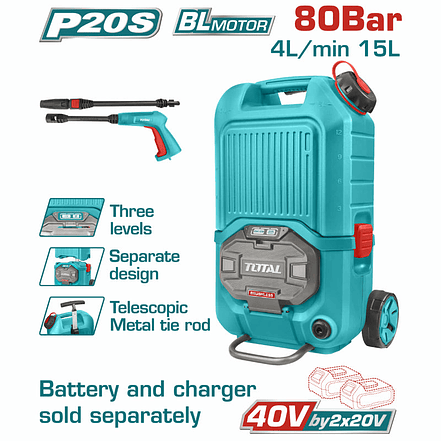 Hidrolavadora portatil 40V 1160 psi, Industrial, Total TPWLI4006, No incluye ni bateria ni cargador 1