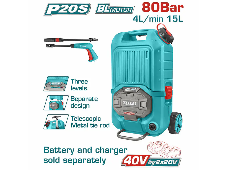 Hidrolavadora Inalámbrica 40V TOTAL TPWLI4006 Industrial 1160 PSI (Solo Herramienta) - Foto 1 | aztools.co