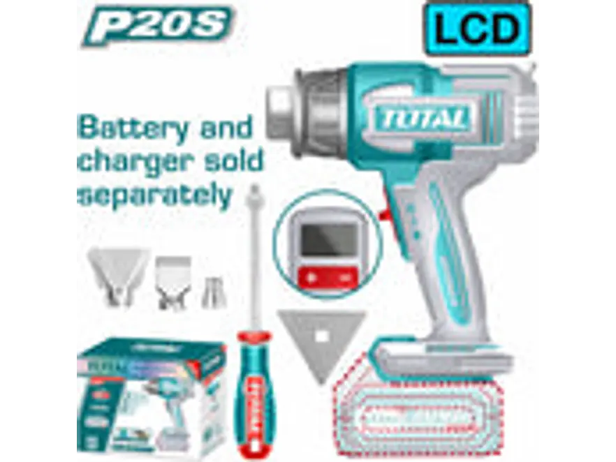 Pistola de Calor Inalámbrica 20V TOTAL TBLI2003 LCD Temperatura Ajustable - Foto 1 | aztools.co