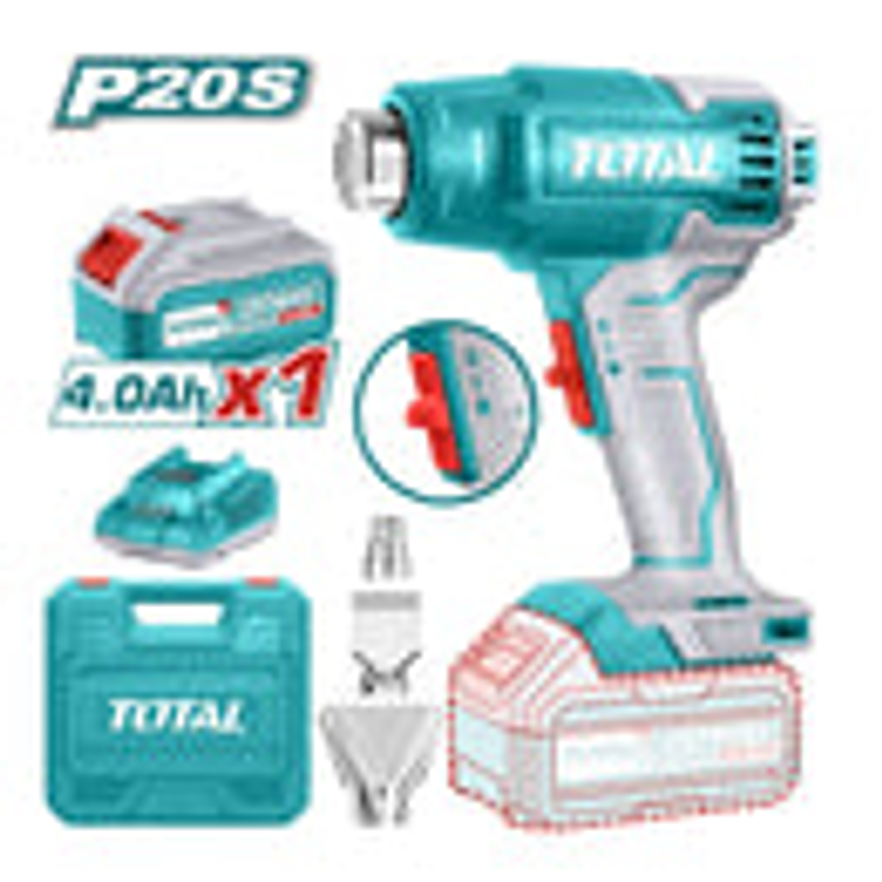 Pistola calor inalambrica 20V Total UTBLI20025, incluye 3 boquillas 1 bateria 4.0Ah y 1 cargador industrial  3
