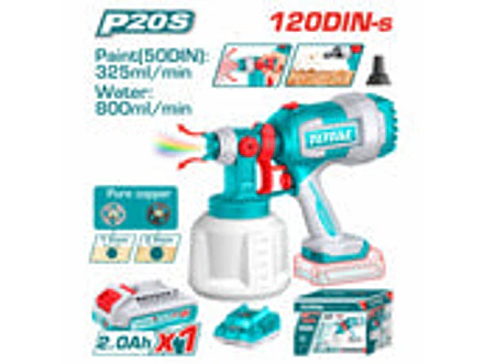 Pistola para Pintar Inalámbrica 20V TOTAL UTSGLI20042 Kit con Batería y Cargador - Foto 1 | aztools.co