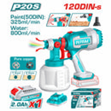 Pistola para pintar inalámbrica, 20V, 800ml, Total UTSGLI20042, Incluye batería y cargador, aguja de limpieza y 2 boquillas 1