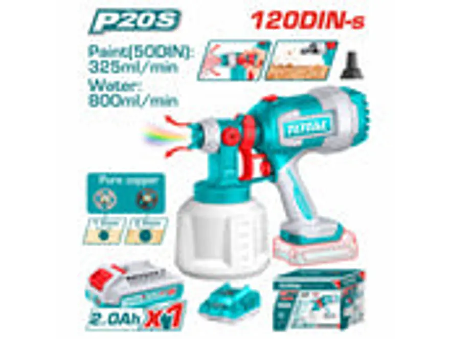 Pistola para Pintar Inalámbrica 20V TOTAL UTSGLI20042 Kit con Batería y Cargador - Foto 1 | aztools.co