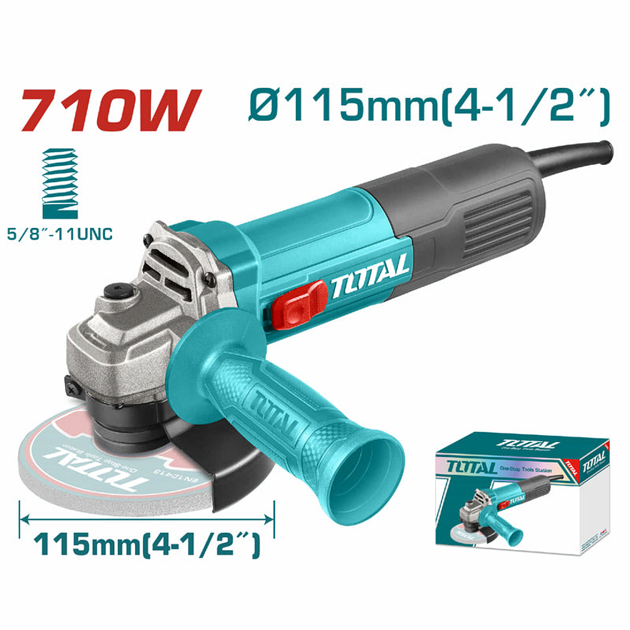 Pulidora 4 1/2 710W, Total UTG10711576, Incluye Mango Auxiliar Industrial  2