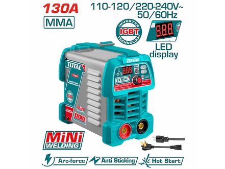 Soldador Inversor Digital 130A TOTAL UTW213049 MMA 110V-220V Industrial - Foto 1 | aztools.co