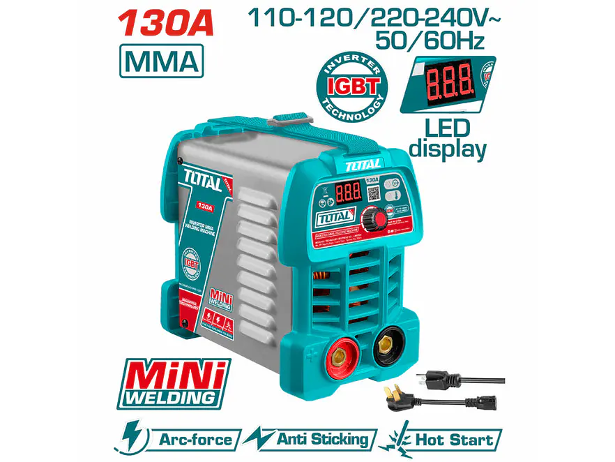 Soldador Inversor Digital 130A TOTAL UTW213049 MMA 110V-220V Industrial - Foto 1 | aztools.co