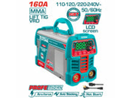 Soldador Inversor Digital 160A TOTAL UTW216069 MMA - LIFT TIG (VRD) 110-120V - Foto 1 | aztools.co