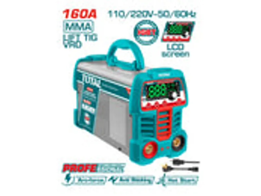 Soldador Inversor Digital 160A TOTAL UTW216069 MMA - LIFT TIG (VRD) 110-120V - Foto 2 | aztools.co