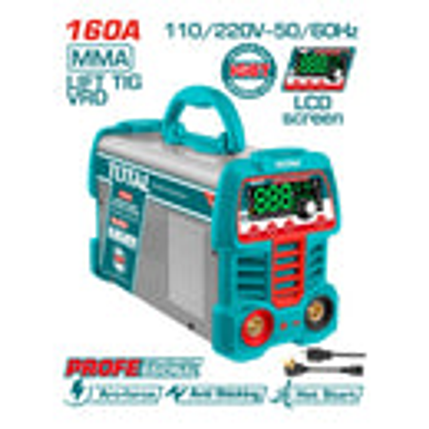 Soldador inversor digital 106A, MMA-LIFT TIG-VRD, 110-120V Total UTW216069 2