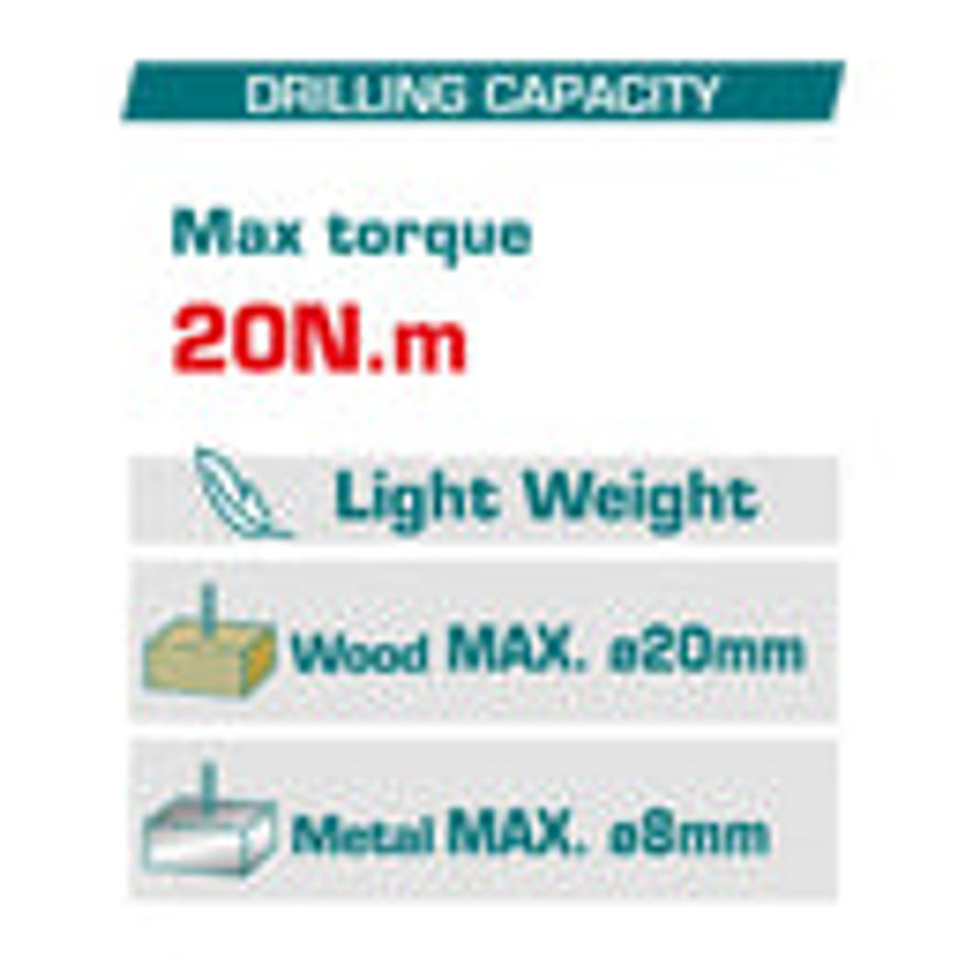 Taladro inalambrico 1/32-3/8 12V 20 N.M Incluye 1 Bateria De 1.5Ah, Total UTDLI1218 2