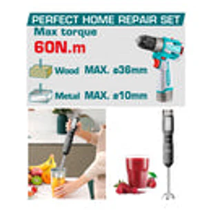 Kit Inalámbrico 16V TOTAL UTCKLI1628 Taladro 60Nm + Batidora de Mano + 2 Baterías