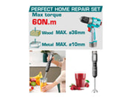 Kit Inalámbrico 16V TOTAL UTCKLI1628 Taladro 60Nm + Batidora de Mano + 2 Baterías - Foto 2 | aztools.co