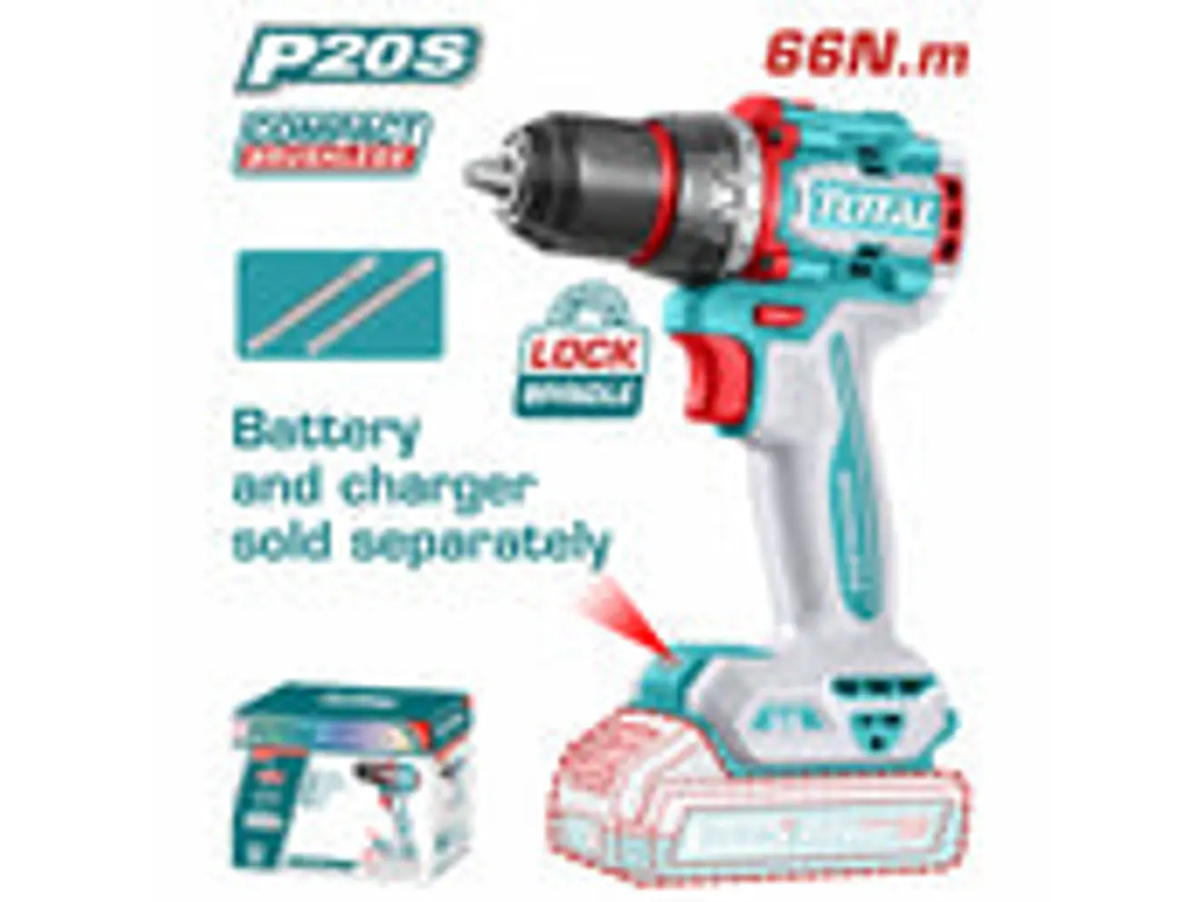 Taladro Atornillador Brushless 20V TOTAL TDLI206681 Industrial 66Nm (Solo Herramienta) - Foto 1 | aztools.co