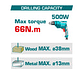 Taladro inalambrico industrial 1/2 20V 66NM, Total TDLI206681, Incluye 2 punta taladro, Bateria y cargador no incluidos - Miniatura 2