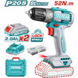 Taladro Atornillador 20V TOTAL UTDLI20453 Industrial 52Nm + 2 Baterías + 47 Accesorios