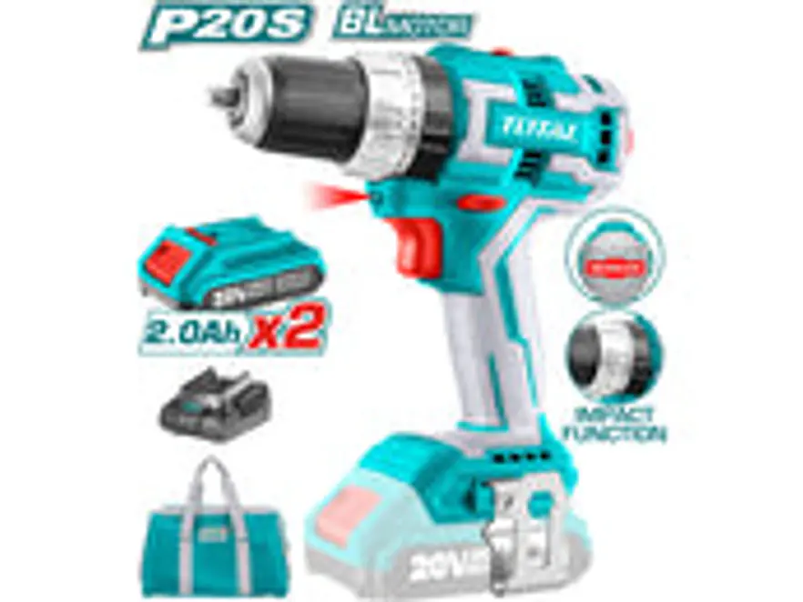 Taladro Percutor Brushless 20V TOTAL UTIDLI20605 Industrial 60Nm + 2 Baterías + 50 Accesorios - Foto 2 | aztools.co