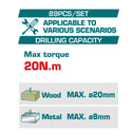 Taladro inalambrico 3/8 10MM, Total THKTHP10892,  Incluye kit de herramientas 89 piezas 2