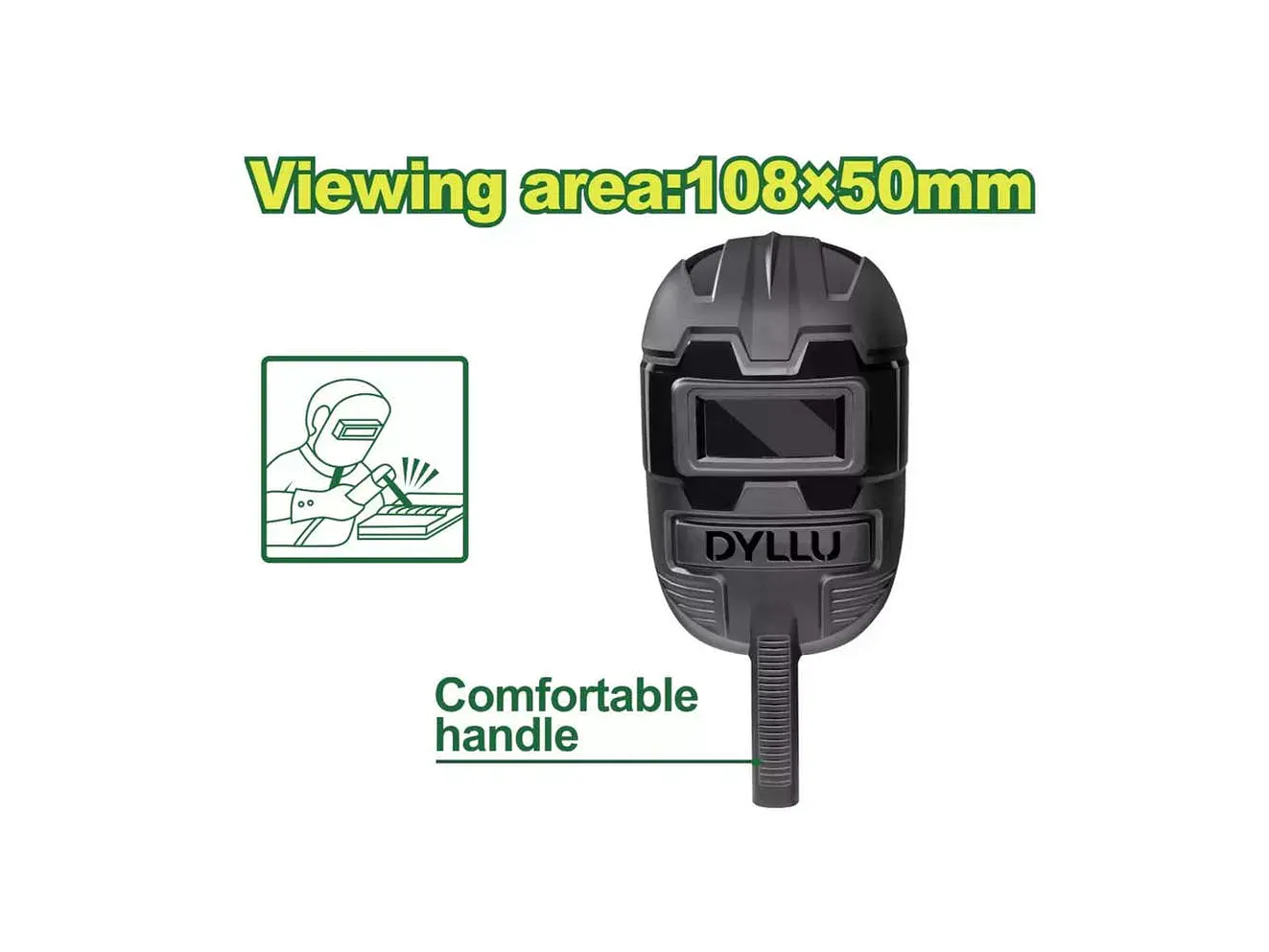Careta de Soldar Manual DYLLU DTWH1301 (Vidrio 108x50x3mm, PP Plástico) - Foto 2 | aztools.co