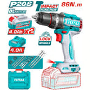Taladro Percutor Brushless 20V TOTAL UTIDLI208682 Industrial 86Nm + 2 Baterías