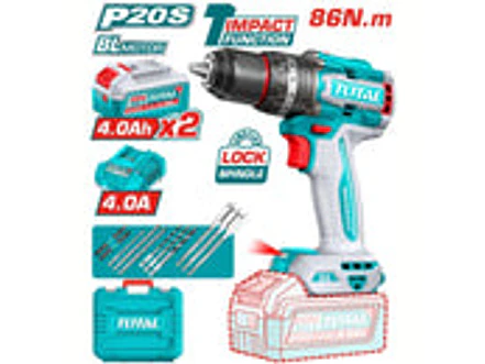 Taladro Percutor Brushless 20V TOTAL UTIDLI208682 Industrial 86Nm + 2 Baterías - Foto 2 | aztools.co