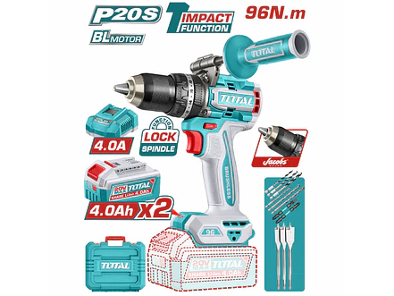 Taladro Percutor Brushless 20V TOTAL UTIDLI209686 Industrial 96Nm + 2 Baterías 2.0Ah - Foto 1 | aztools.co
