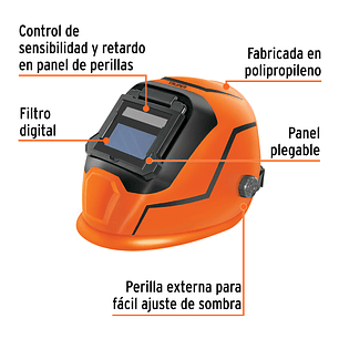 Careta Electrónica para Soldar Truper 102228 Sombra 5 a 13 Área de Visión 100mm x 40mm
