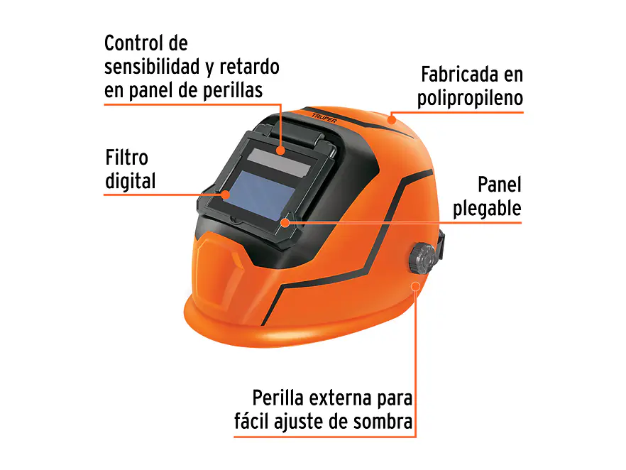 Careta Electrónica para Soldar Truper 102228 Sombra 5 a 13 Área de Visión 100mm x 40mm - Foto 1 | aztools.co