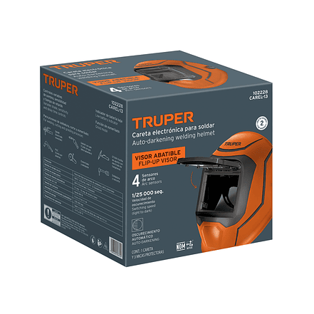 Careta Electrónica para Soldar Truper 102228 Sombra 5 a 13 Área de Visión 100mm x 40mm - Foto 6 | aztools.co