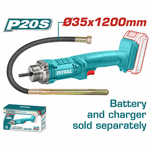 Vibrador de concreto inalambrico 20V, Bateria y cargador no incluidos, Total TCVLI202301